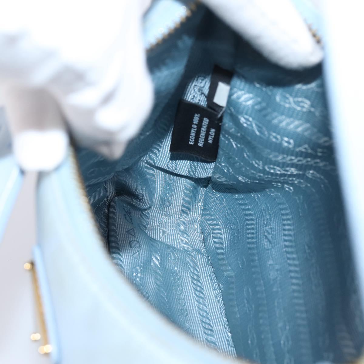 PRADA Hand Bag Nylon Light Blue Gold Auth ep15940A
