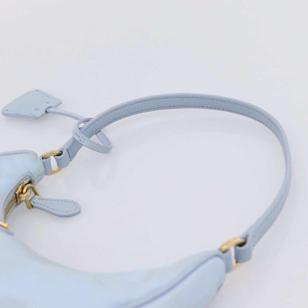 PRADA Hand Bag Nylon Light Blue Gold Auth ep15940A