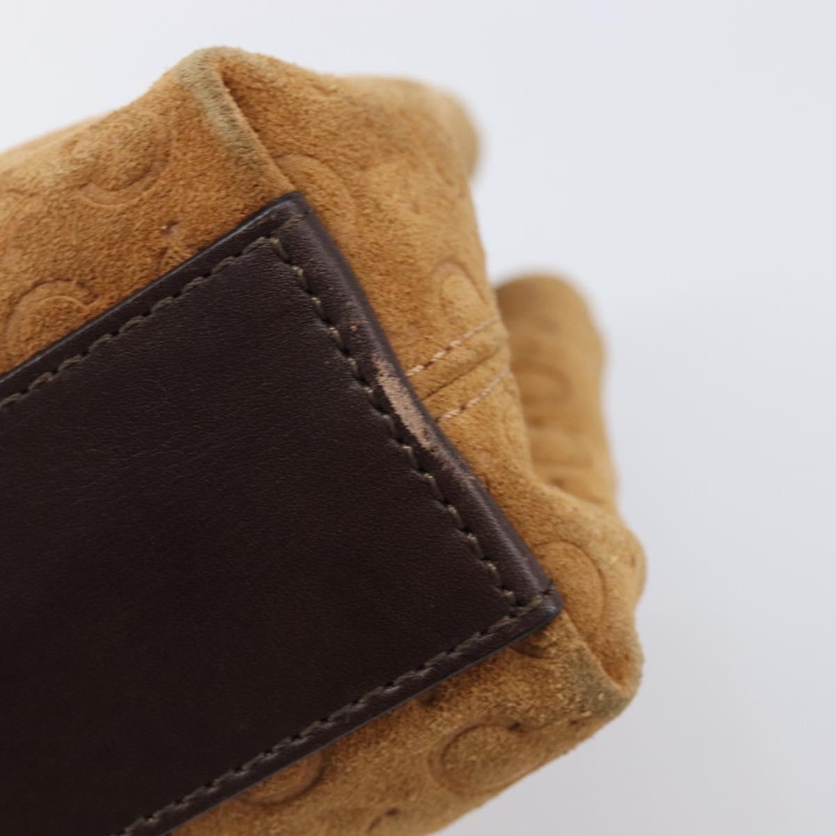 CELINE C Macadam Canvas Hand Bag Suede Brown Gold Auth ep15941