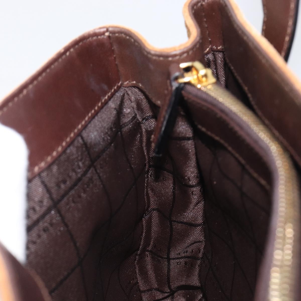 CELINE C Macadam Canvas Hand Bag Suede Brown Gold Auth ep15941