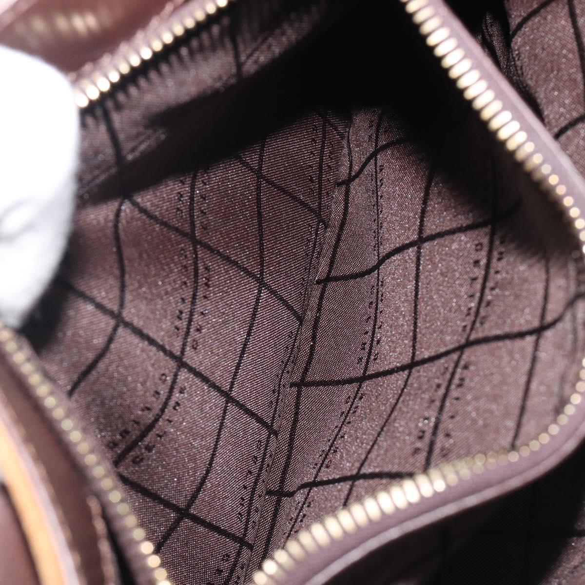 CELINE C Macadam Canvas Hand Bag Suede Brown Gold Auth ep15941