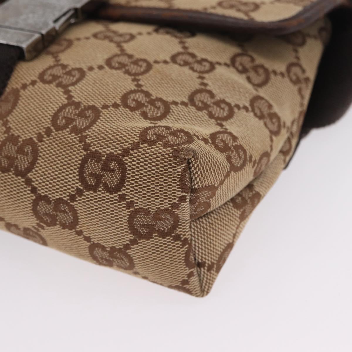 GUCCI GG Canvas Waist bag Beige Silver 131236 Auth ep15942