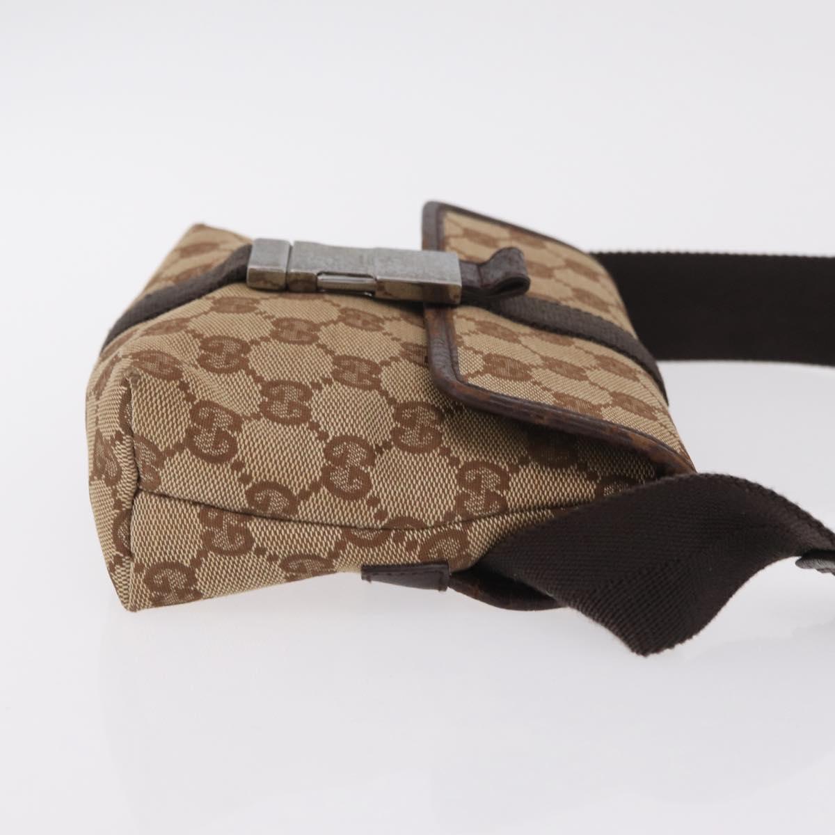 GUCCI GG Canvas Waist bag Beige Silver 131236 Auth ep15942