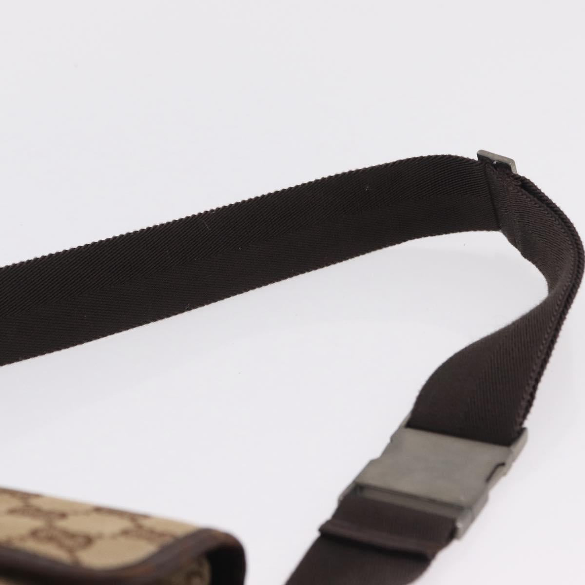 GUCCI GG Canvas Waist bag Beige Silver 131236 Auth ep15942