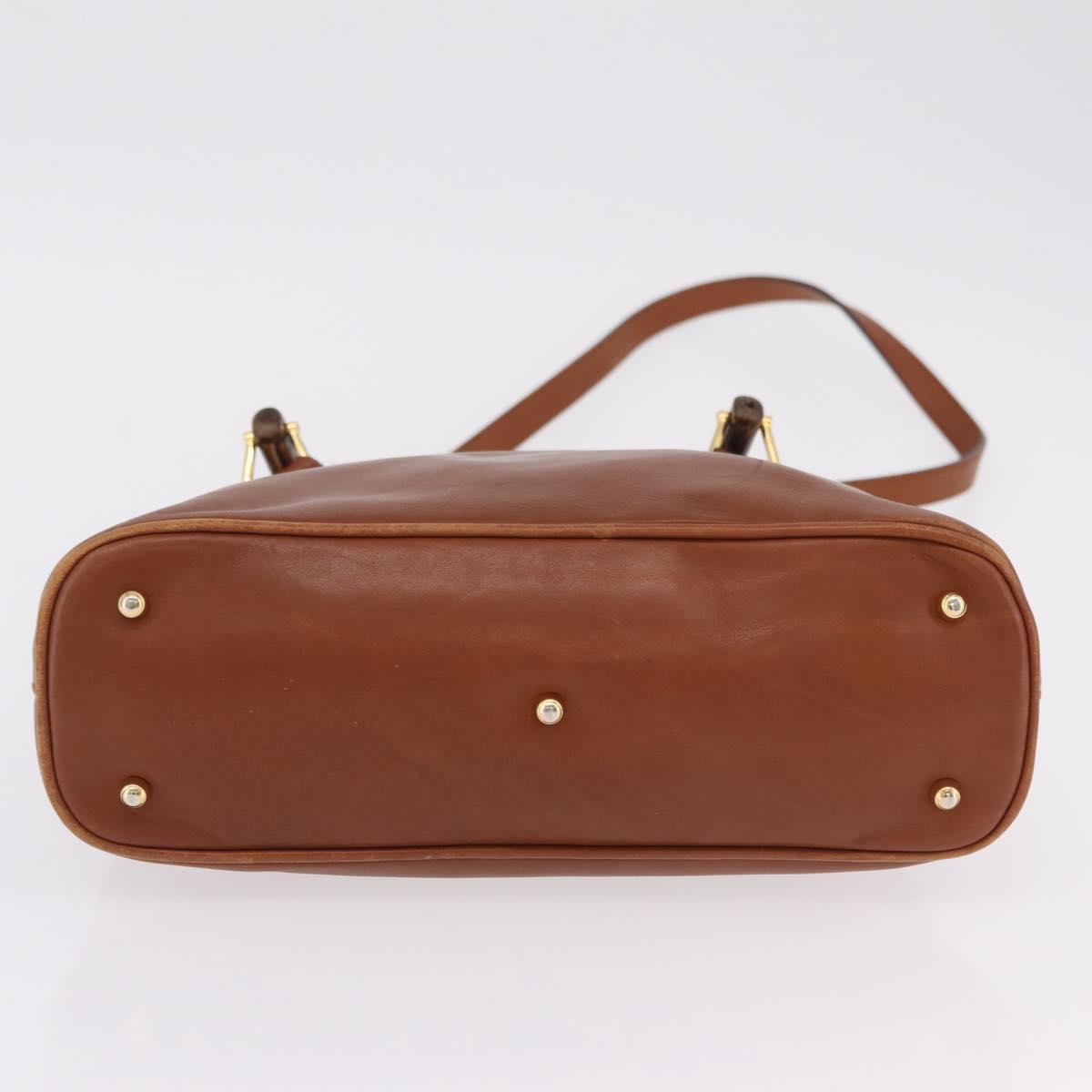 GUCCI Bamboo Hand Bag Leather 2way Brown Gold 000 1274 0290 Auth ep15945