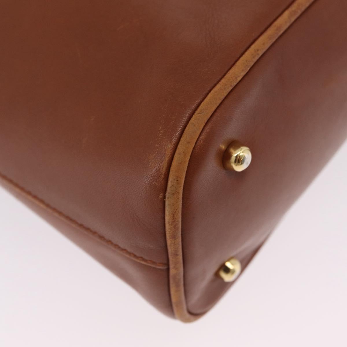 GUCCI Bamboo Hand Bag Leather 2way Brown Gold 000 1274 0290 Auth ep15945