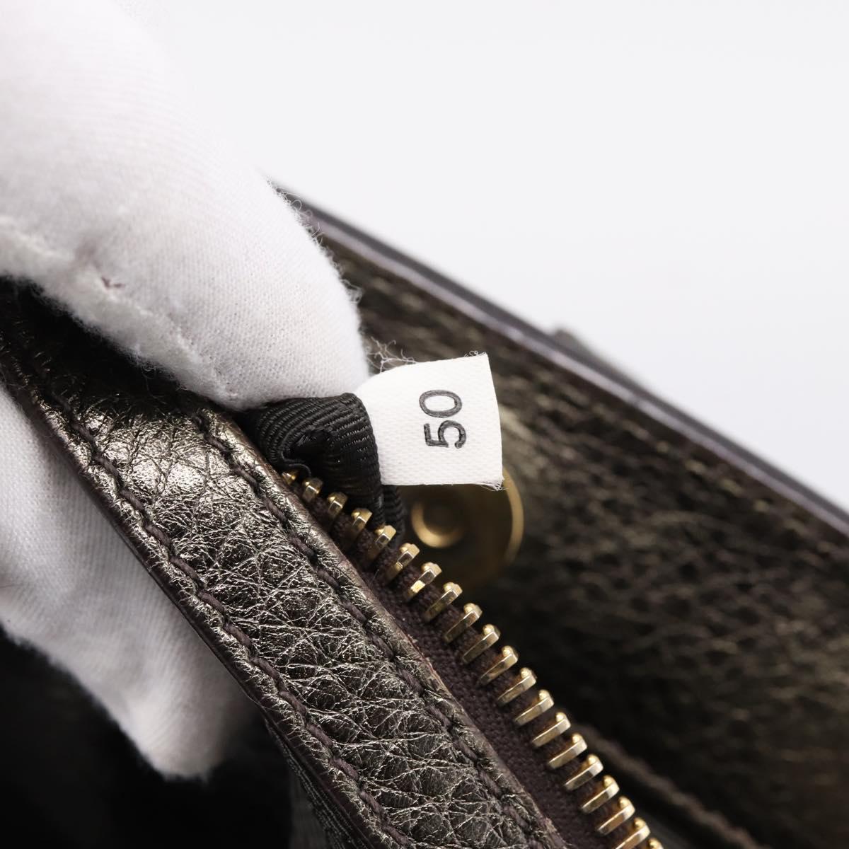 PRADA Hand Bag Leather Khaki Gold Auth ep15951
