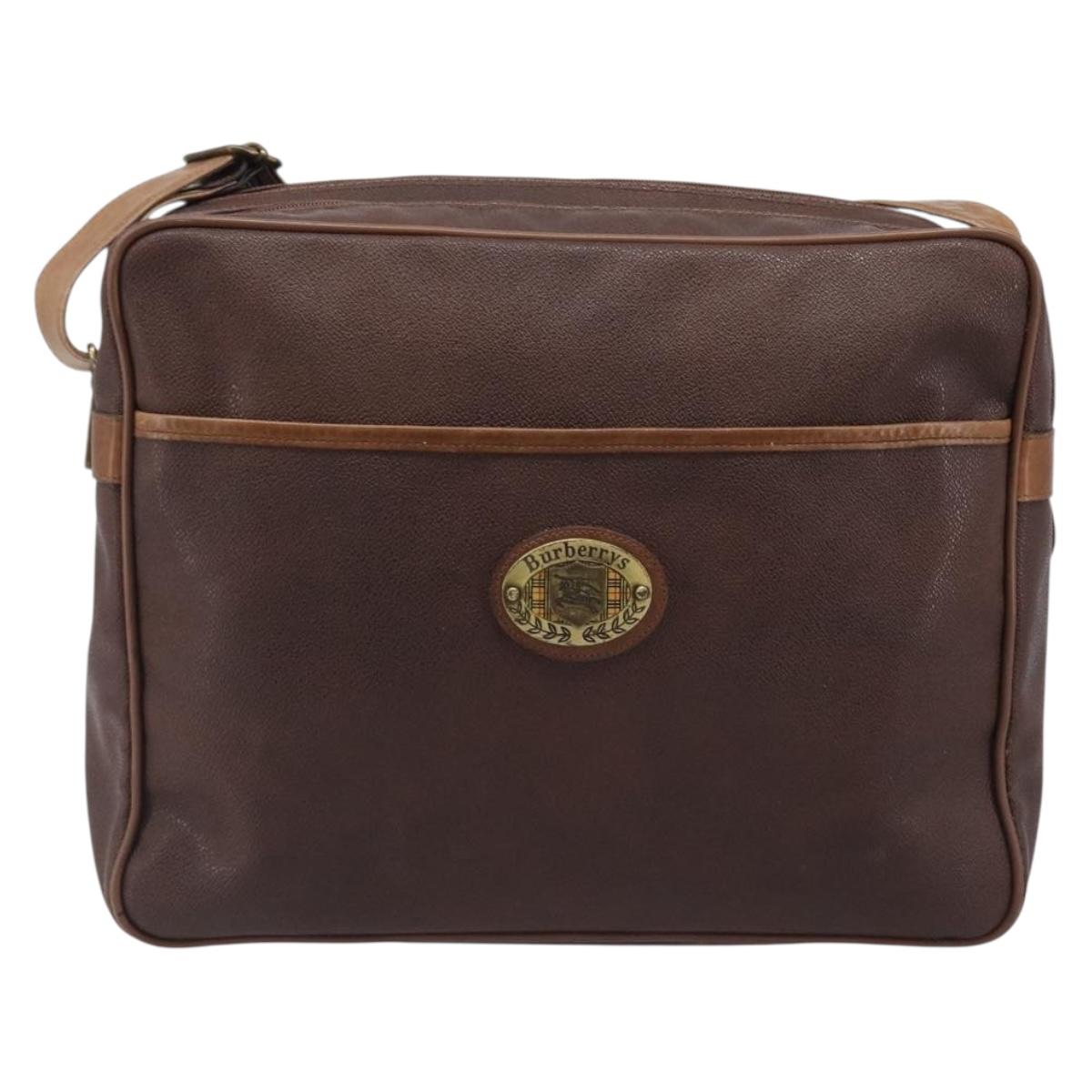 Burberrys Shoulder Bag Leather Brown Gold Auth ep15952