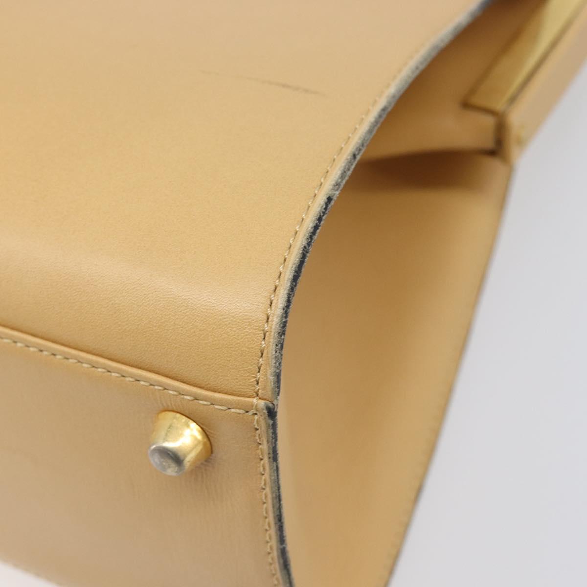 Christian Dior Hand Bag Leather Beige Gold Auth ep15958