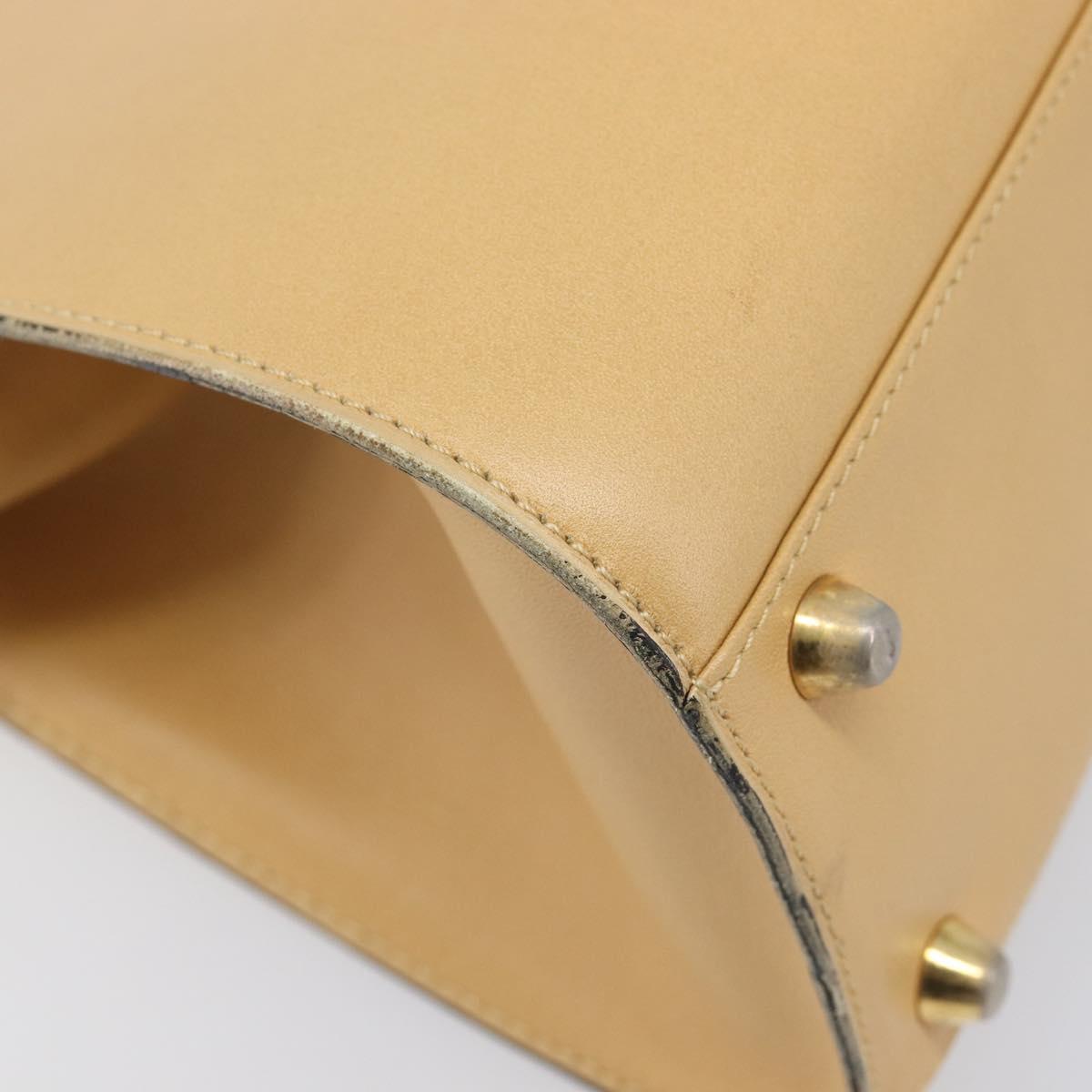 Christian Dior Hand Bag Leather Beige Gold Auth ep15958