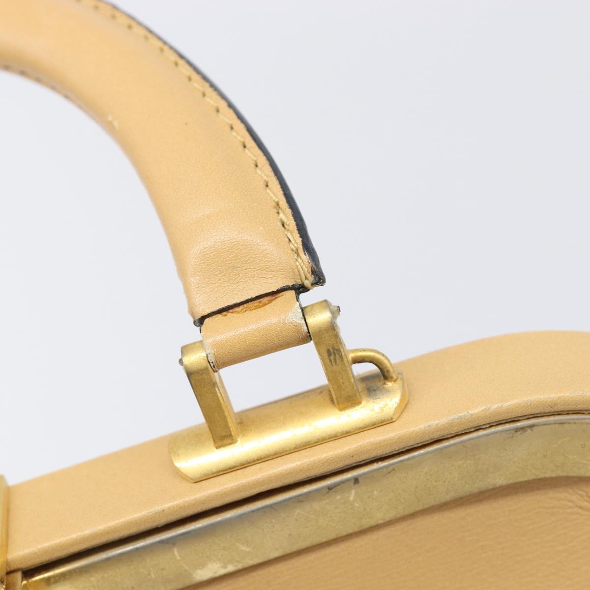 Christian Dior Hand Bag Leather Beige Gold Auth ep15958