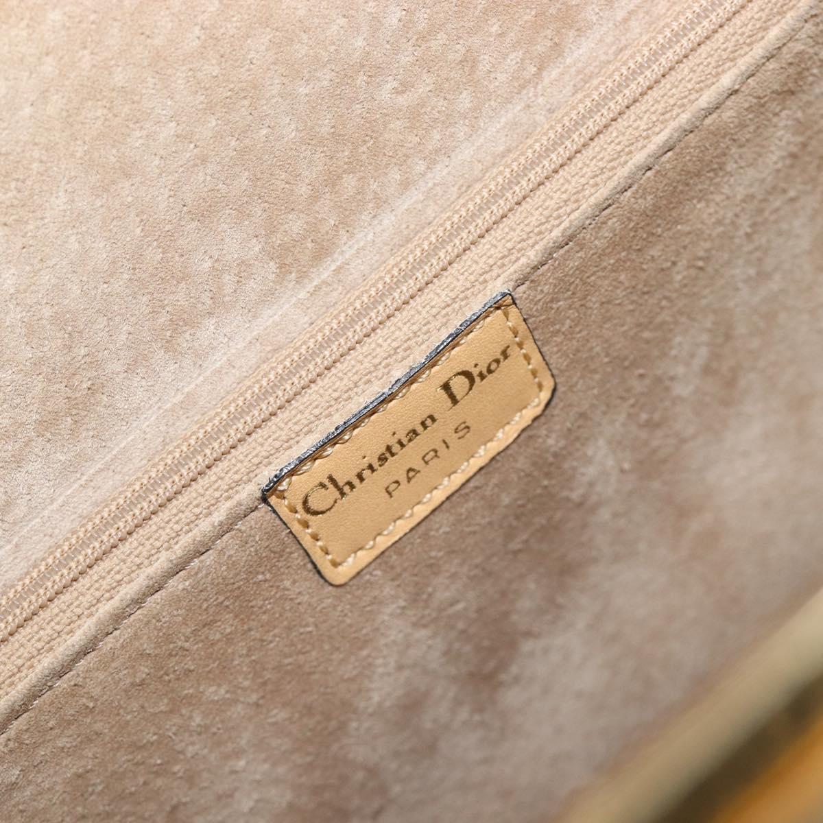 Christian Dior Hand Bag Leather Beige Gold Auth ep15958