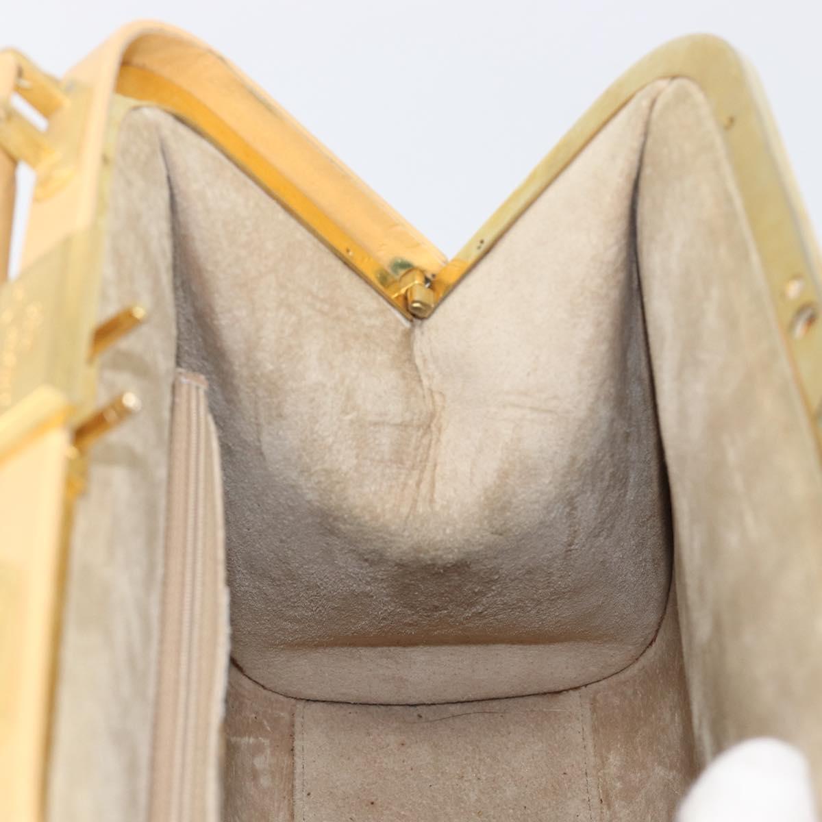 Christian Dior Hand Bag Leather Beige Gold Auth ep15958