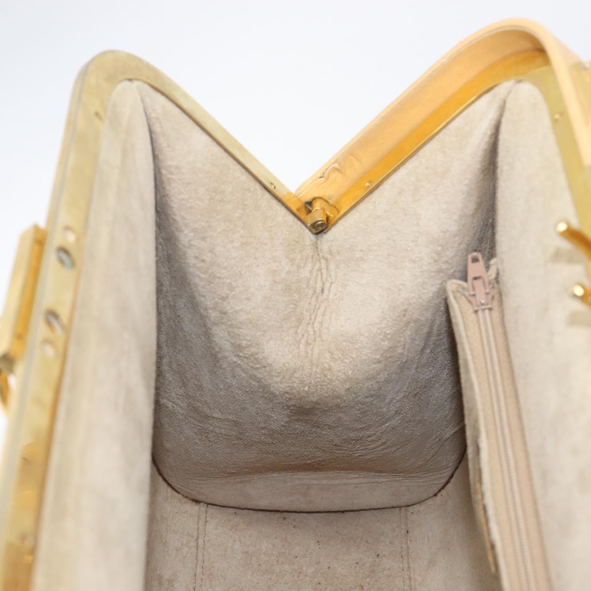 Christian Dior Hand Bag Leather Beige Gold Auth ep15958
