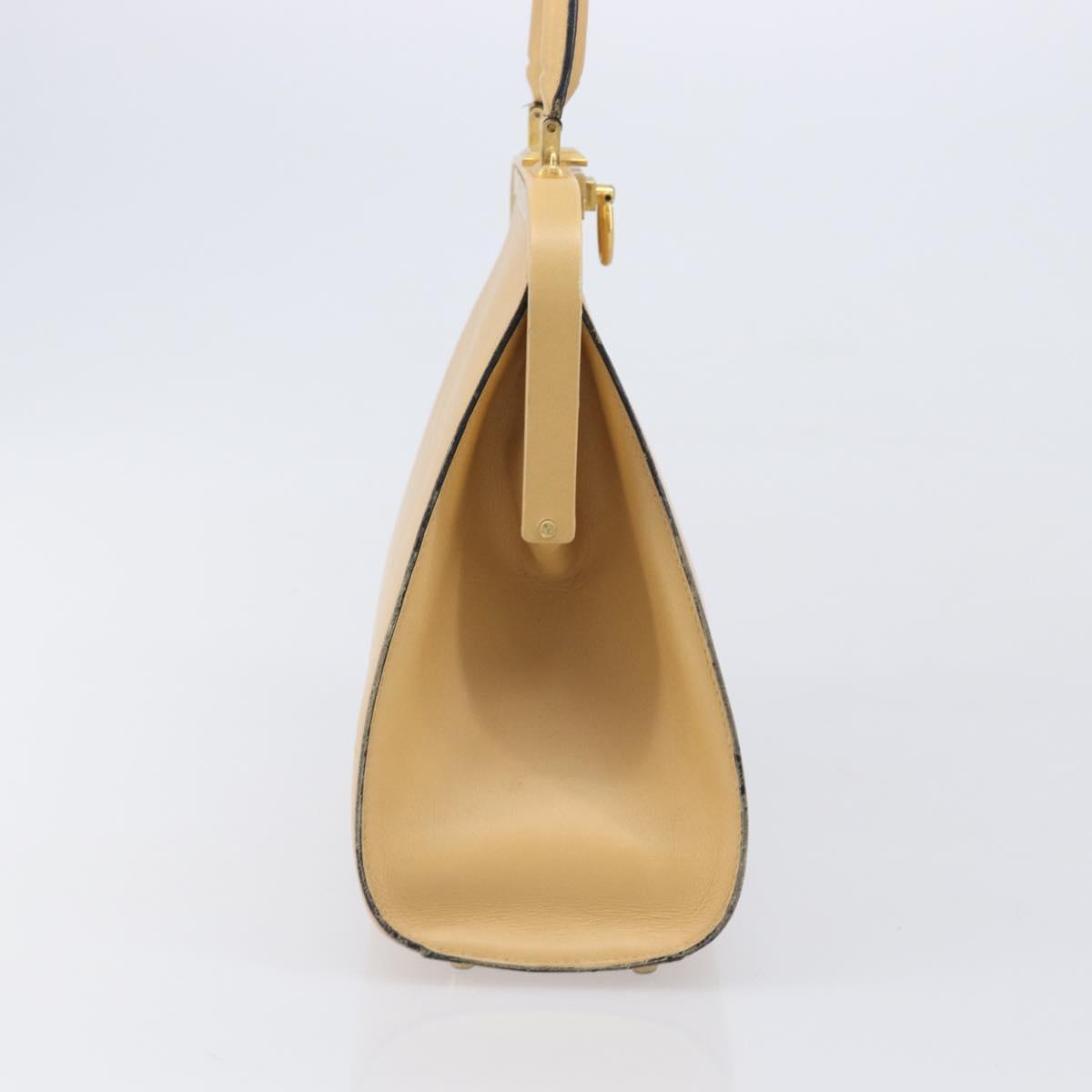 Christian Dior Hand Bag Leather Beige Gold Auth ep15958