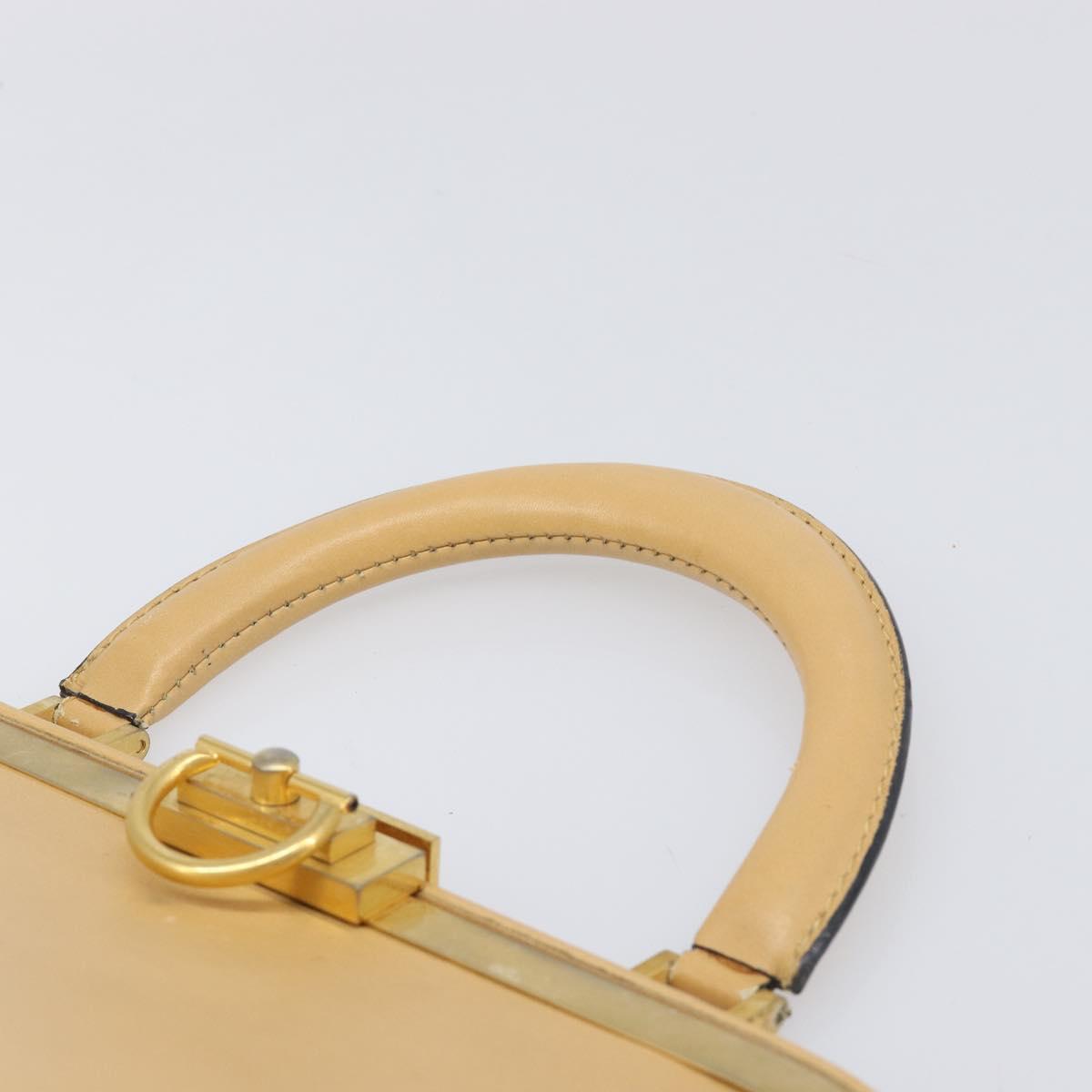 Christian Dior Hand Bag Leather Beige Gold Auth ep15958