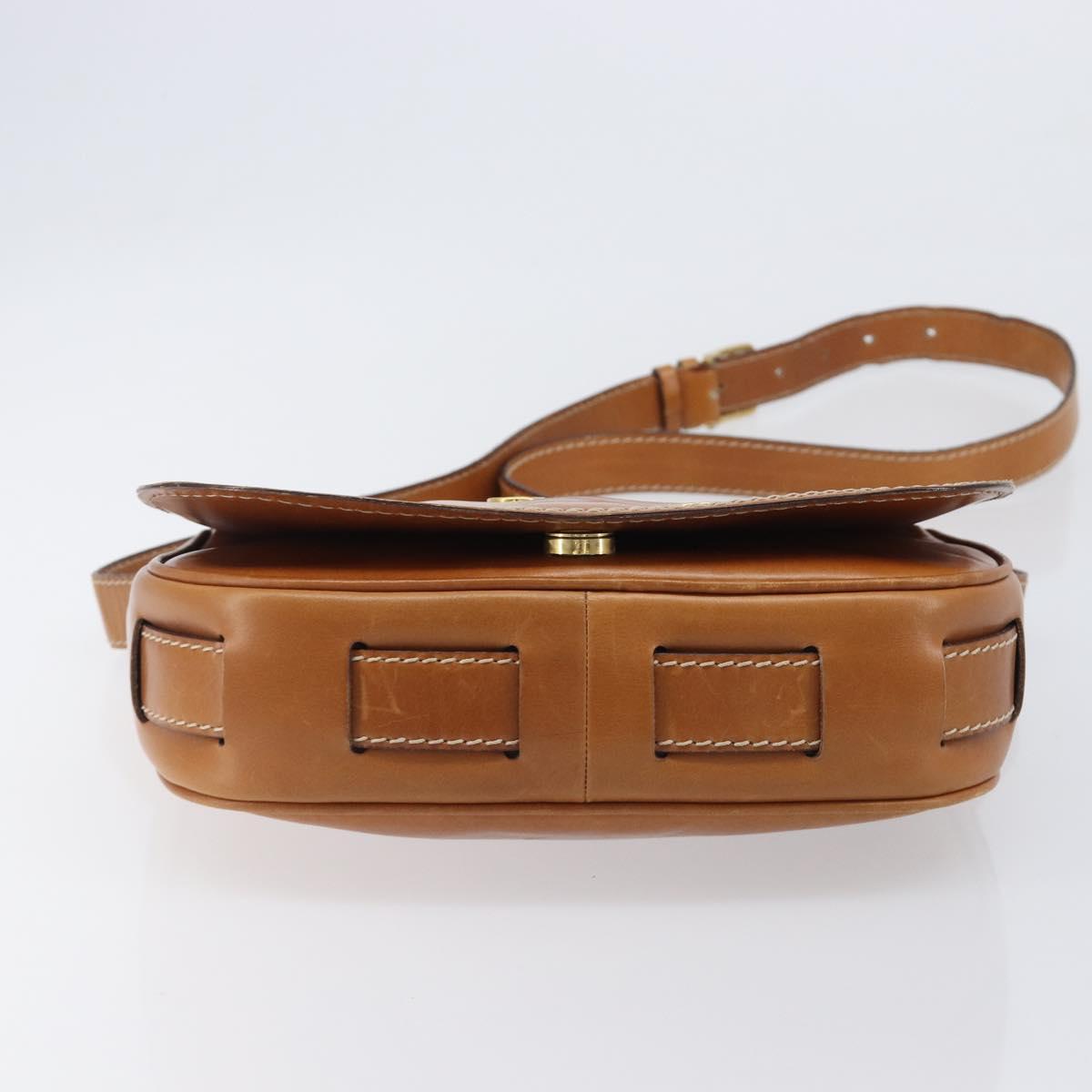 CELINE Shoulder Bag Leather Brown Gold Auth ep15959