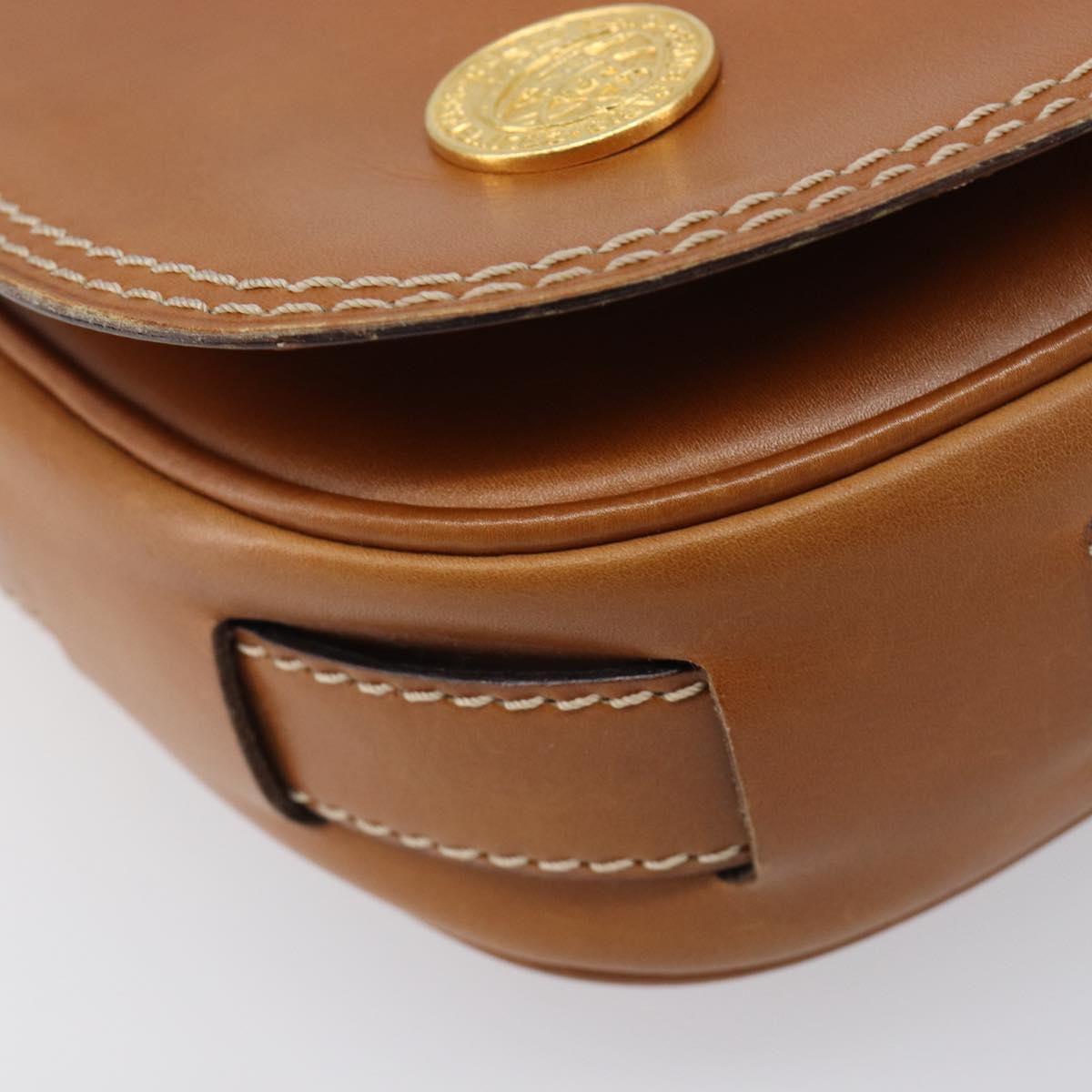 CELINE Shoulder Bag Leather Brown Gold Auth ep15959