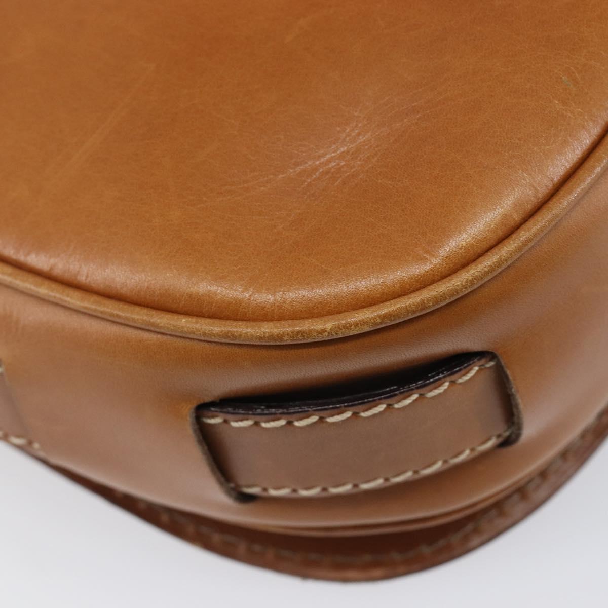 CELINE Shoulder Bag Leather Brown Gold Auth ep15959