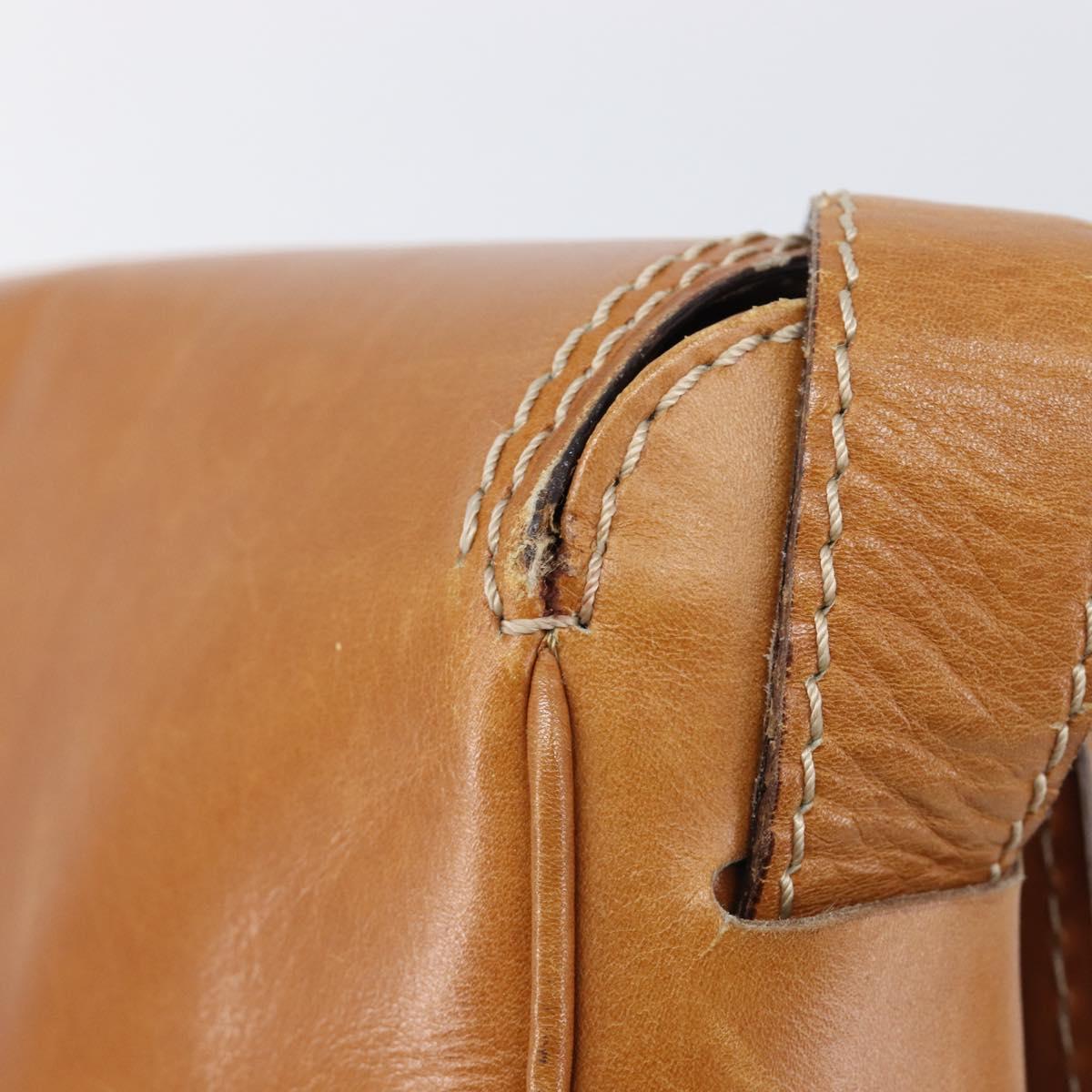 CELINE Shoulder Bag Leather Brown Gold Auth ep15959