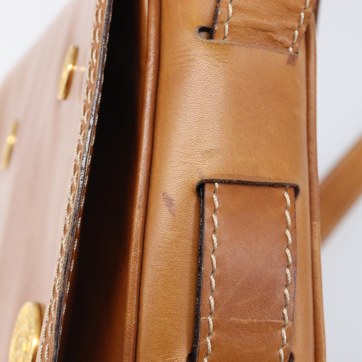CELINE Shoulder Bag Leather Brown Gold Auth ep15959