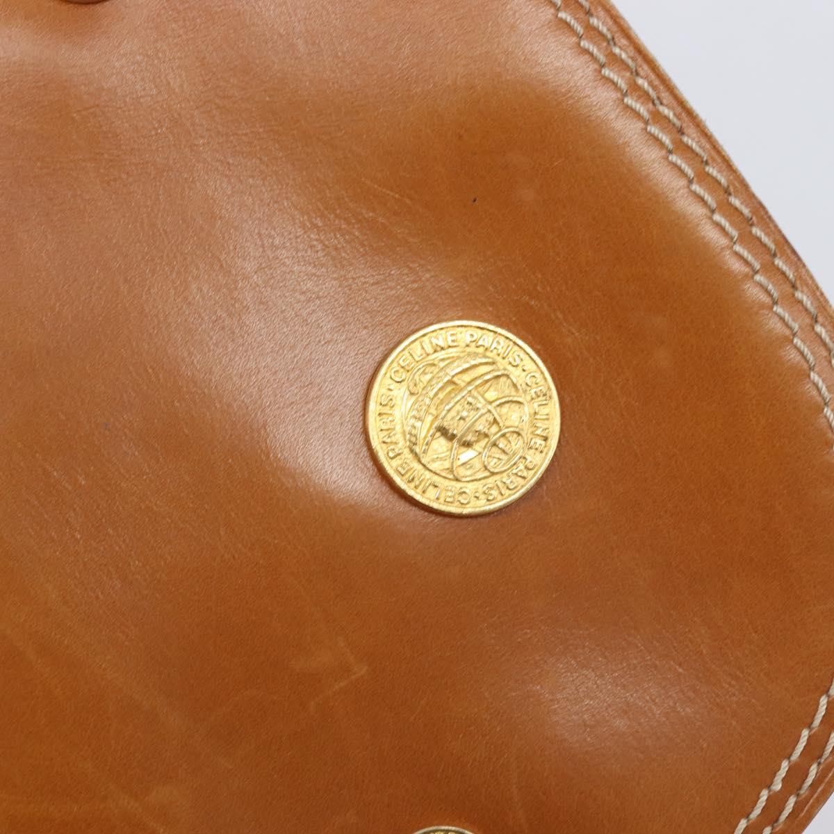 CELINE Shoulder Bag Leather Brown Gold Auth ep15959
