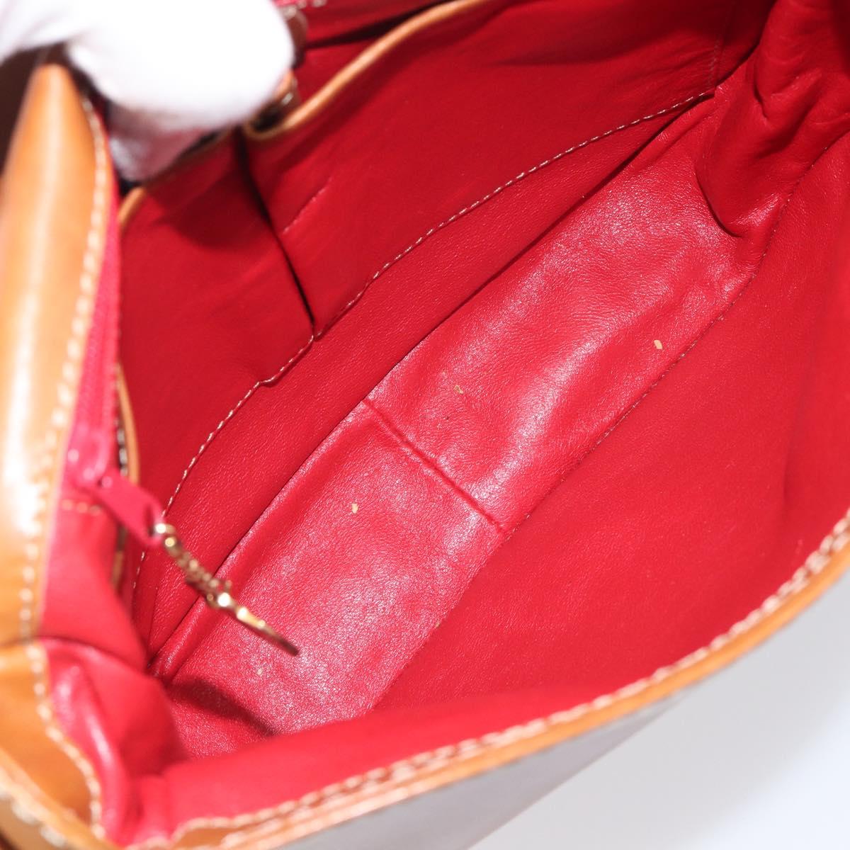 CELINE Shoulder Bag Leather Brown Gold Auth ep15959