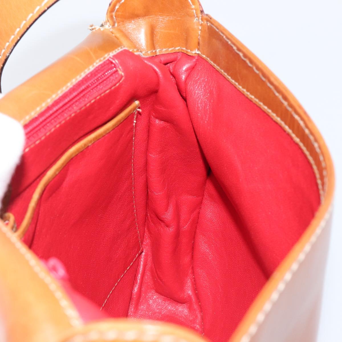 CELINE Shoulder Bag Leather Brown Gold Auth ep15959
