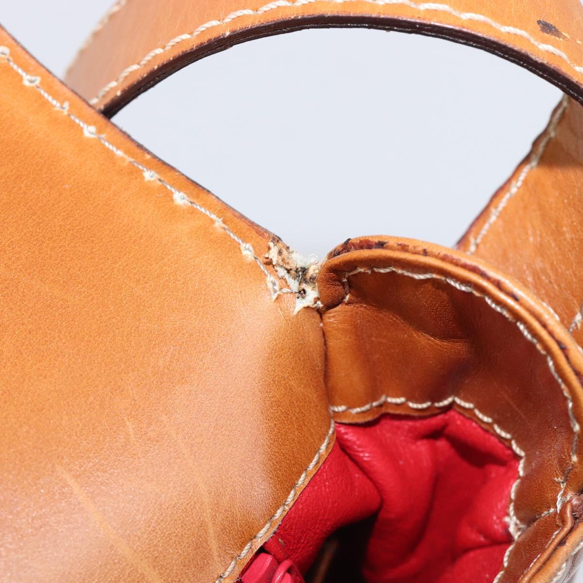 CELINE Shoulder Bag Leather Brown Gold Auth ep15959