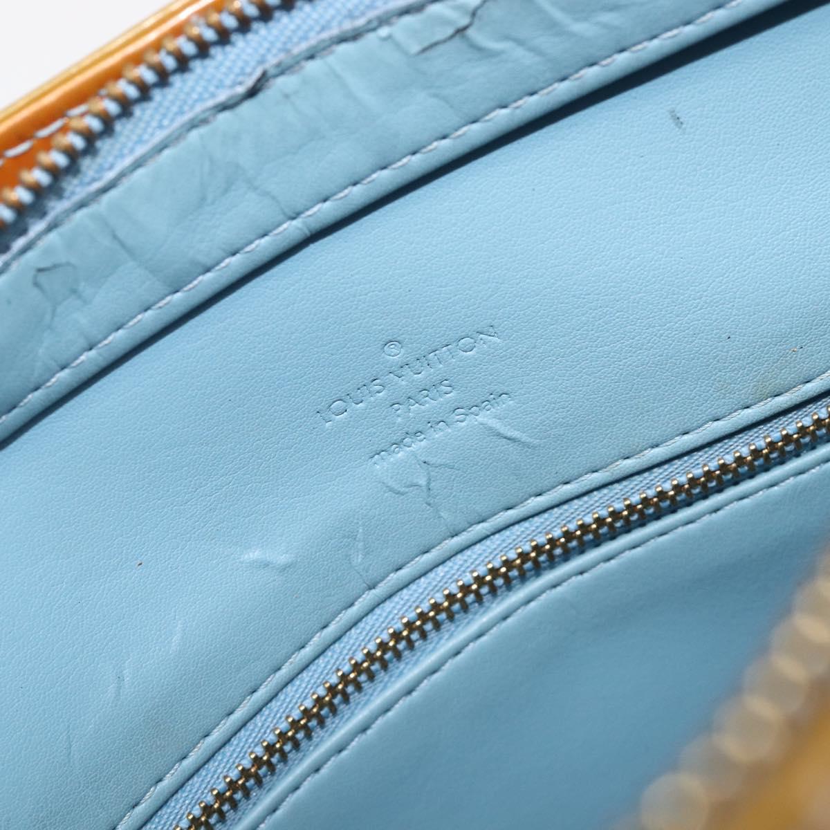 LOUIS VUITTON Monogram Vernis Houston Hand Bag Baby Blue M91005 LV Auth ep15961