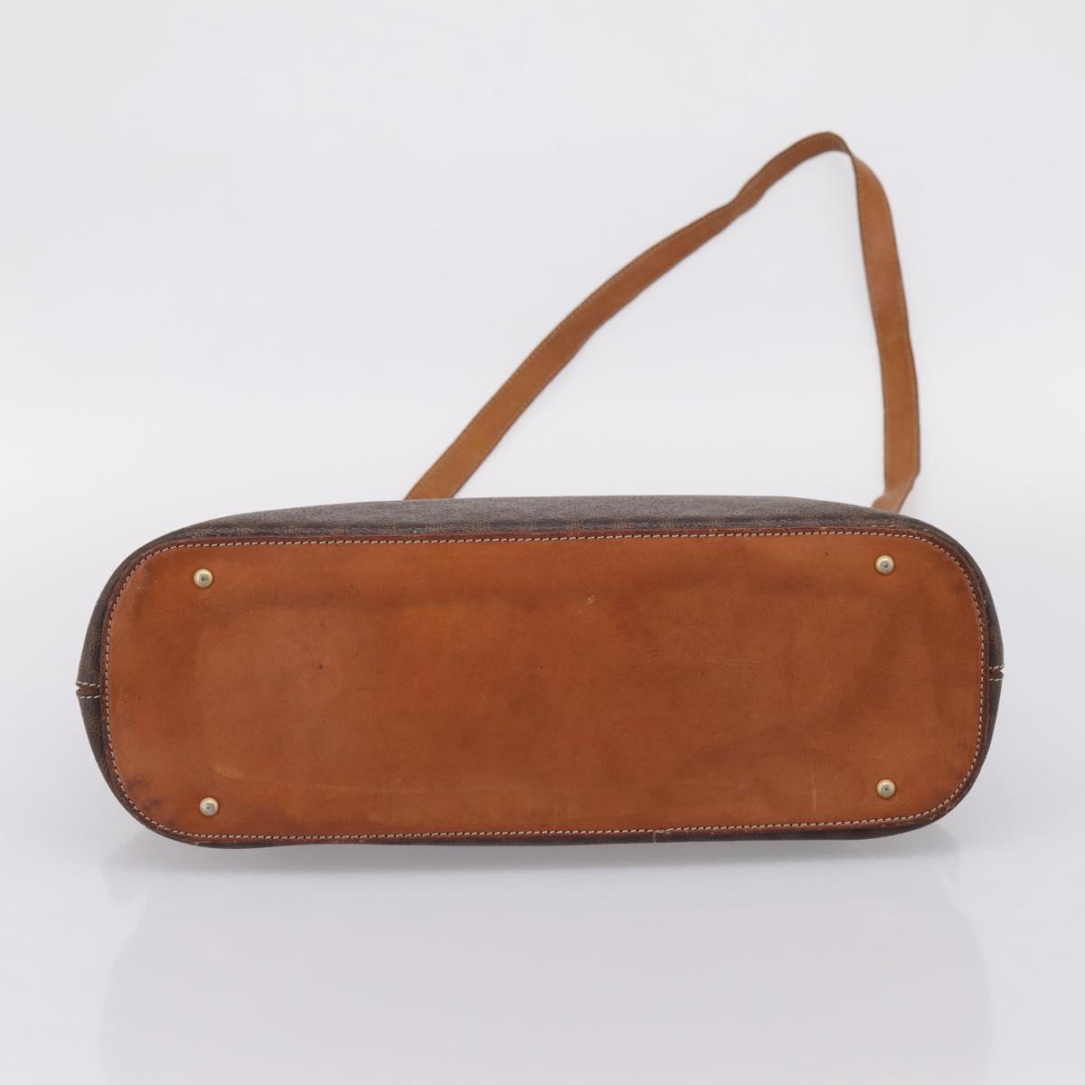 CELINE Macadam Canvas Hand Bag PVC Leather 2way Brown Gold Auth ep15962