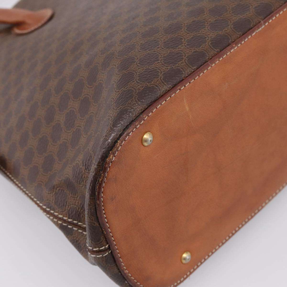 CELINE Macadam Canvas Hand Bag PVC Leather 2way Brown Gold Auth ep15962