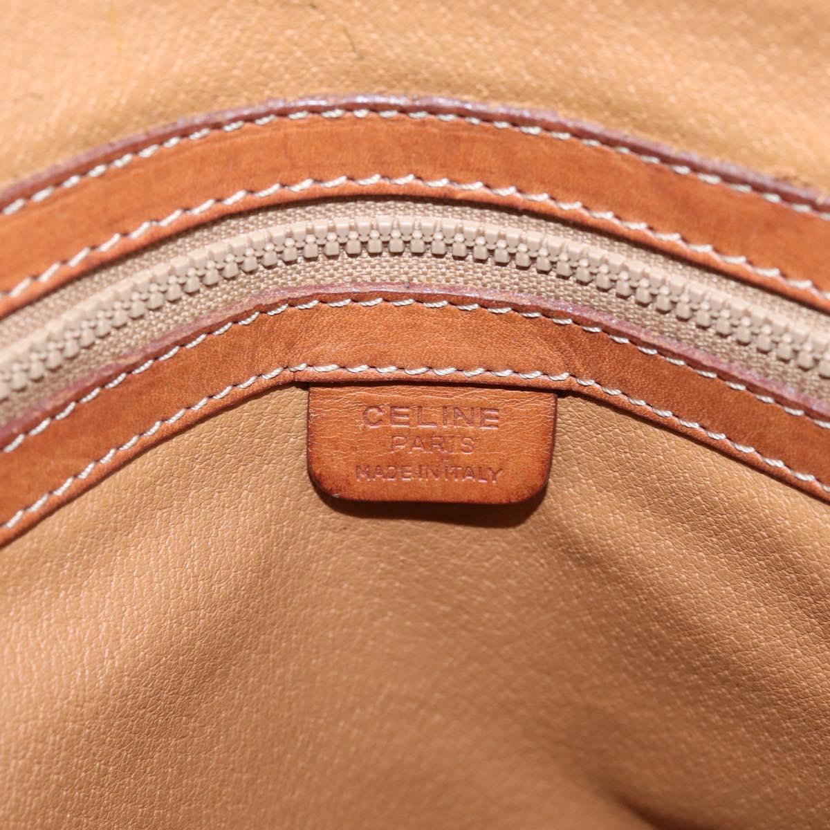 CELINE Macadam Canvas Hand Bag PVC Leather 2way Brown Gold Auth ep15962