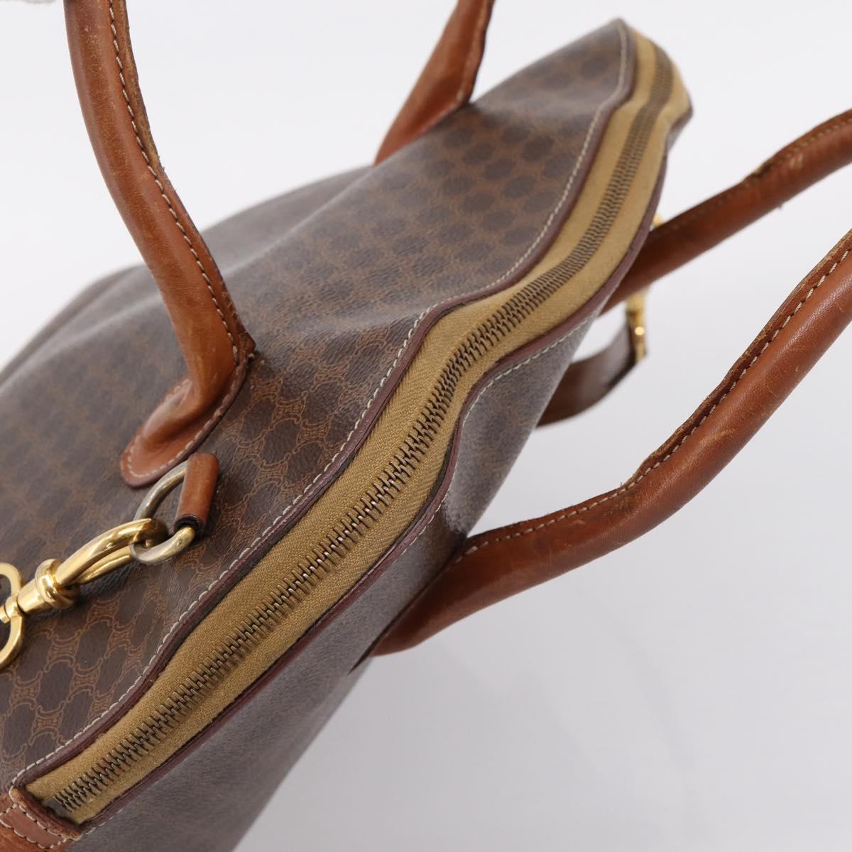 CELINE Macadam Canvas Hand Bag PVC Leather 2way Brown Gold Auth ep15962