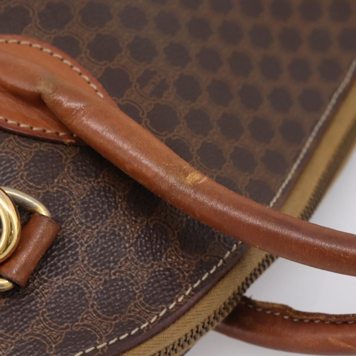 CELINE Macadam Canvas Hand Bag PVC Leather 2way Brown Gold Auth ep15962