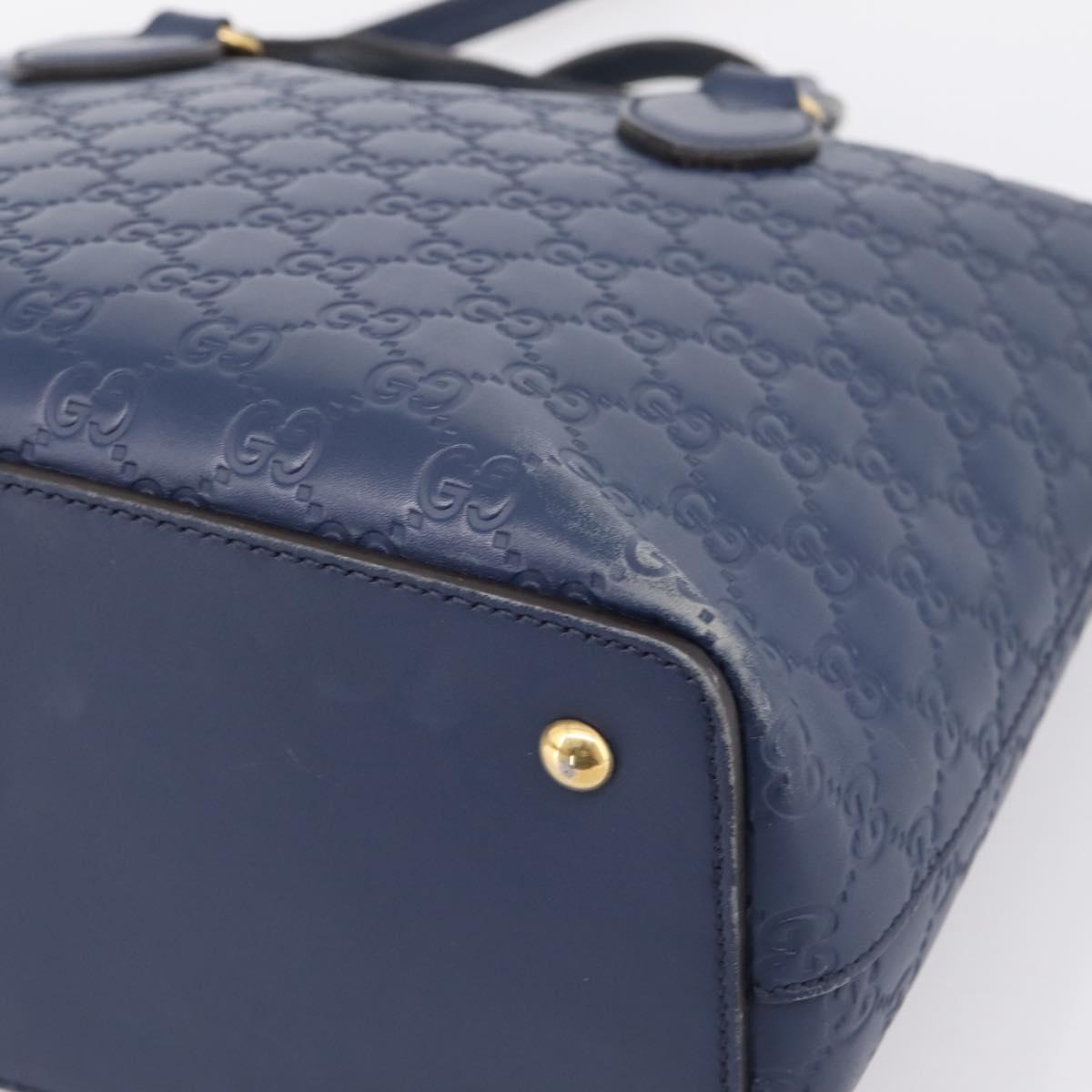 GUCCI GG Canvas Guccissima Hand Bag Leather 2way Blue Gold 428226 Auth ep15971