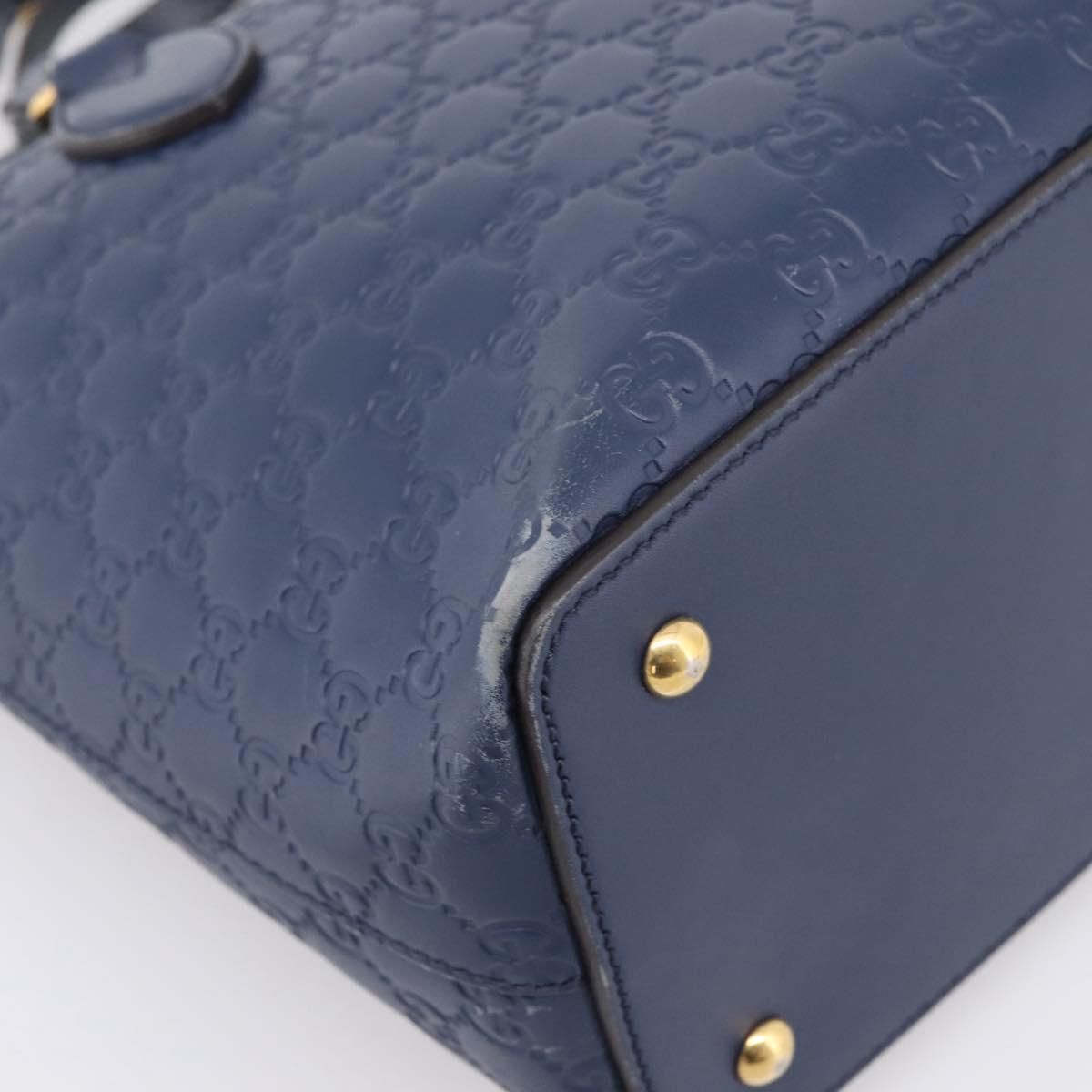 GUCCI GG Canvas Guccissima Hand Bag Leather 2way Blue Gold 428226 Auth ep15971