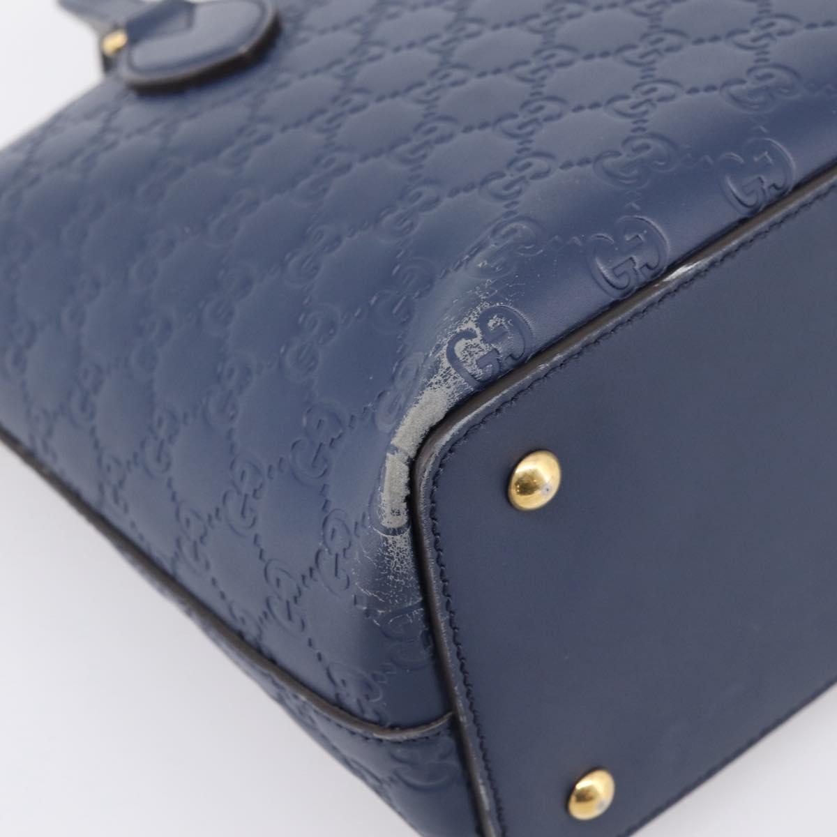 GUCCI GG Canvas Guccissima Hand Bag Leather 2way Blue Gold 428226 Auth ep15971