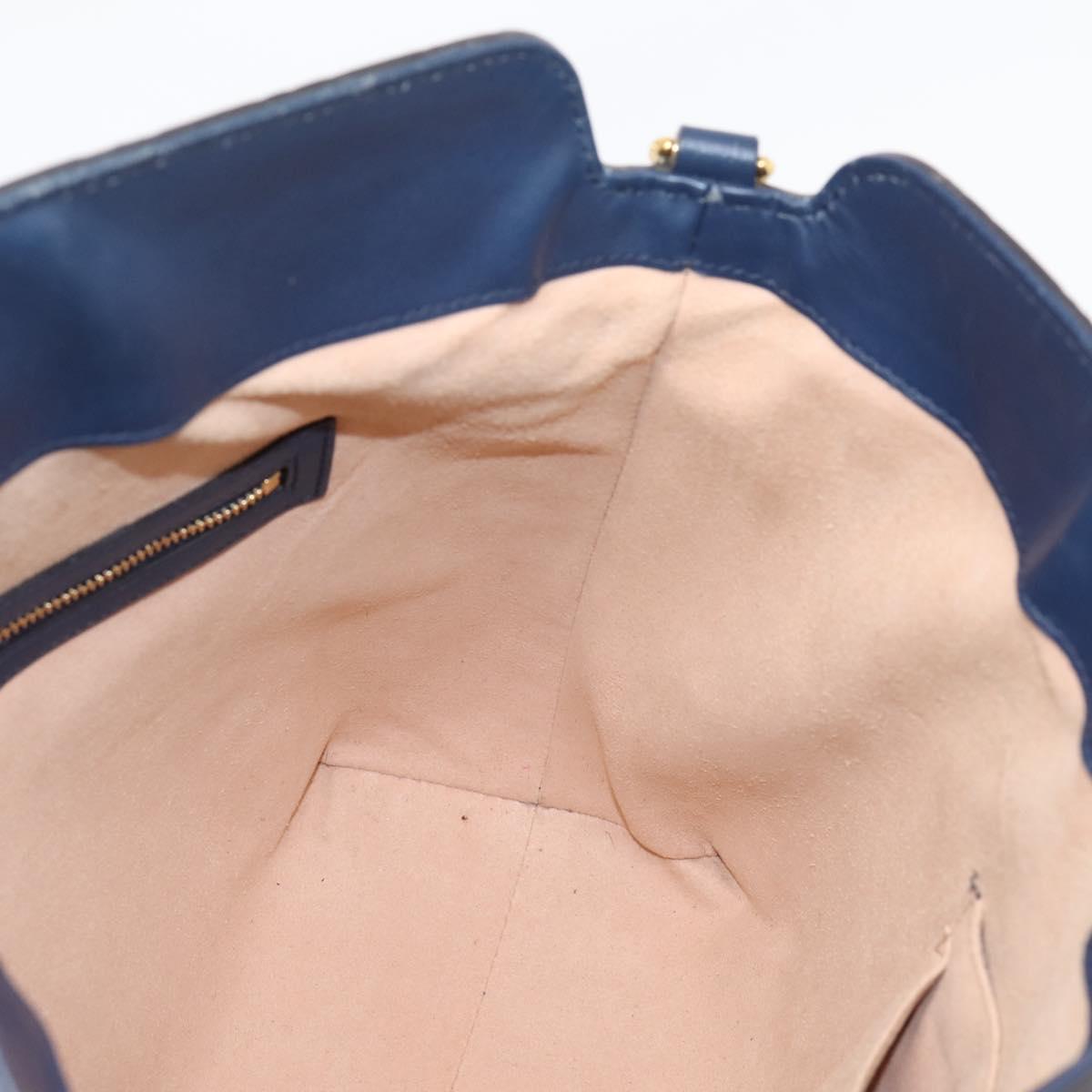 GUCCI GG Canvas Guccissima Hand Bag Leather 2way Blue Gold 428226 Auth ep15971