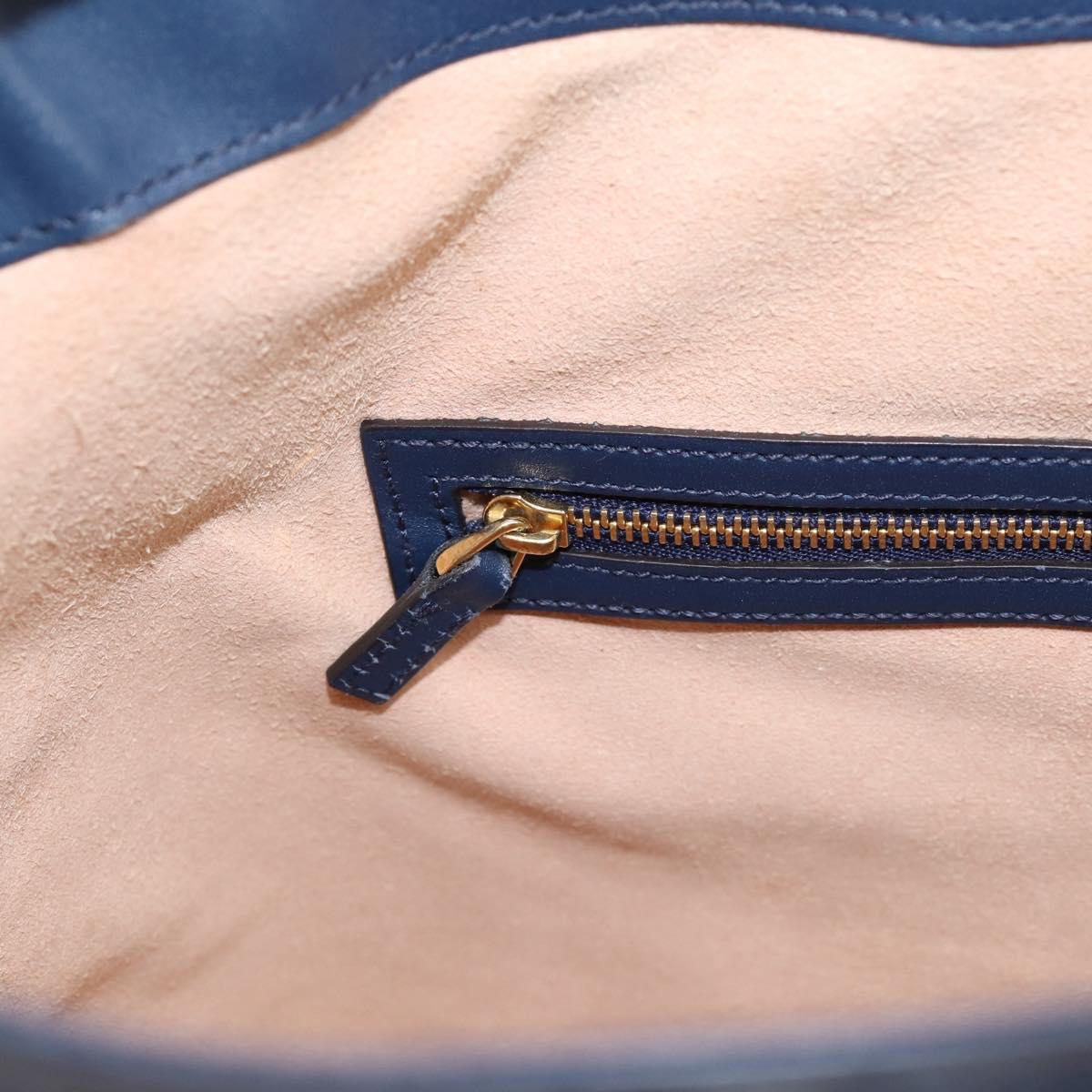 GUCCI GG Canvas Guccissima Hand Bag Leather 2way Blue Gold 428226 Auth ep15971