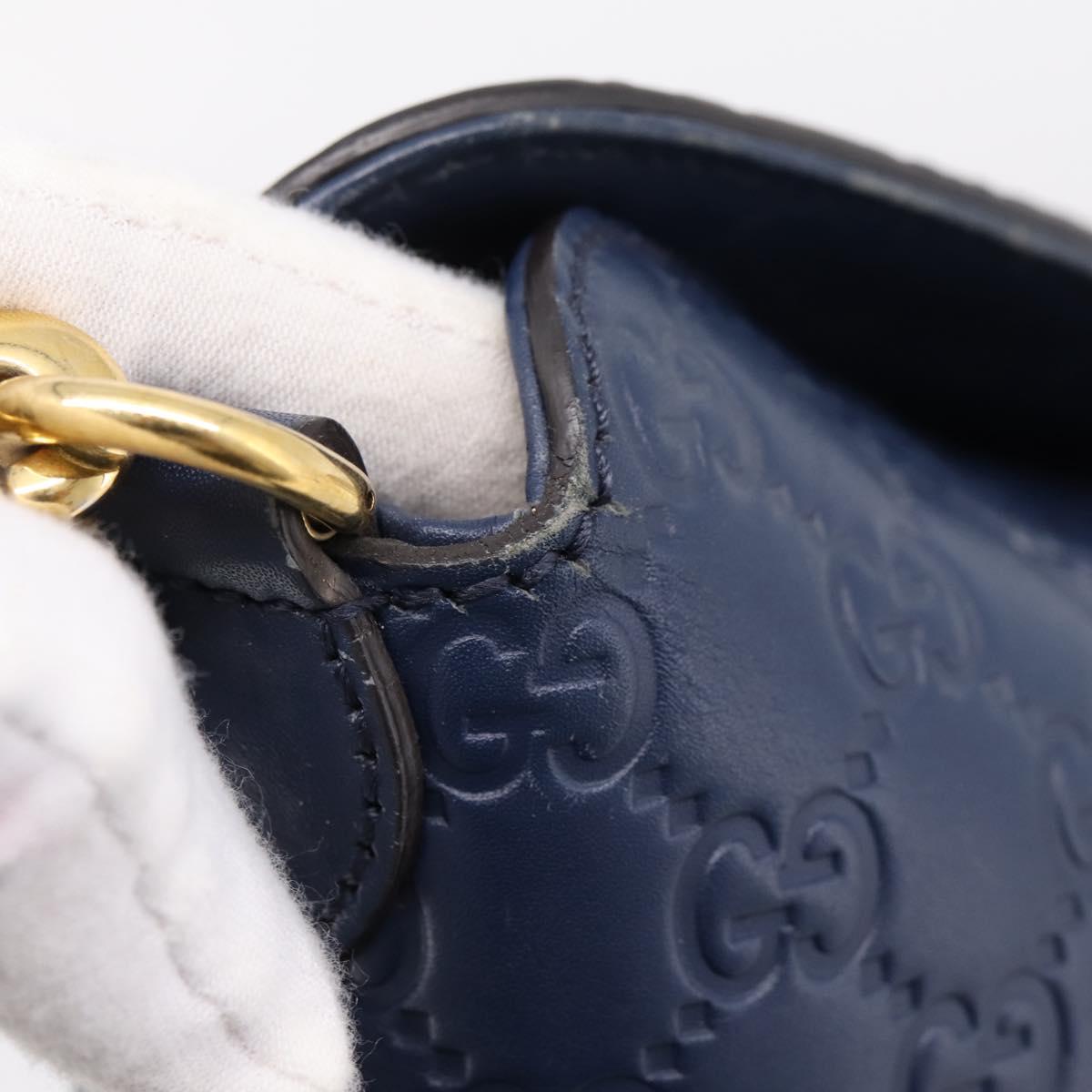 GUCCI GG Canvas Guccissima Hand Bag Leather 2way Blue Gold 428226 Auth ep15971