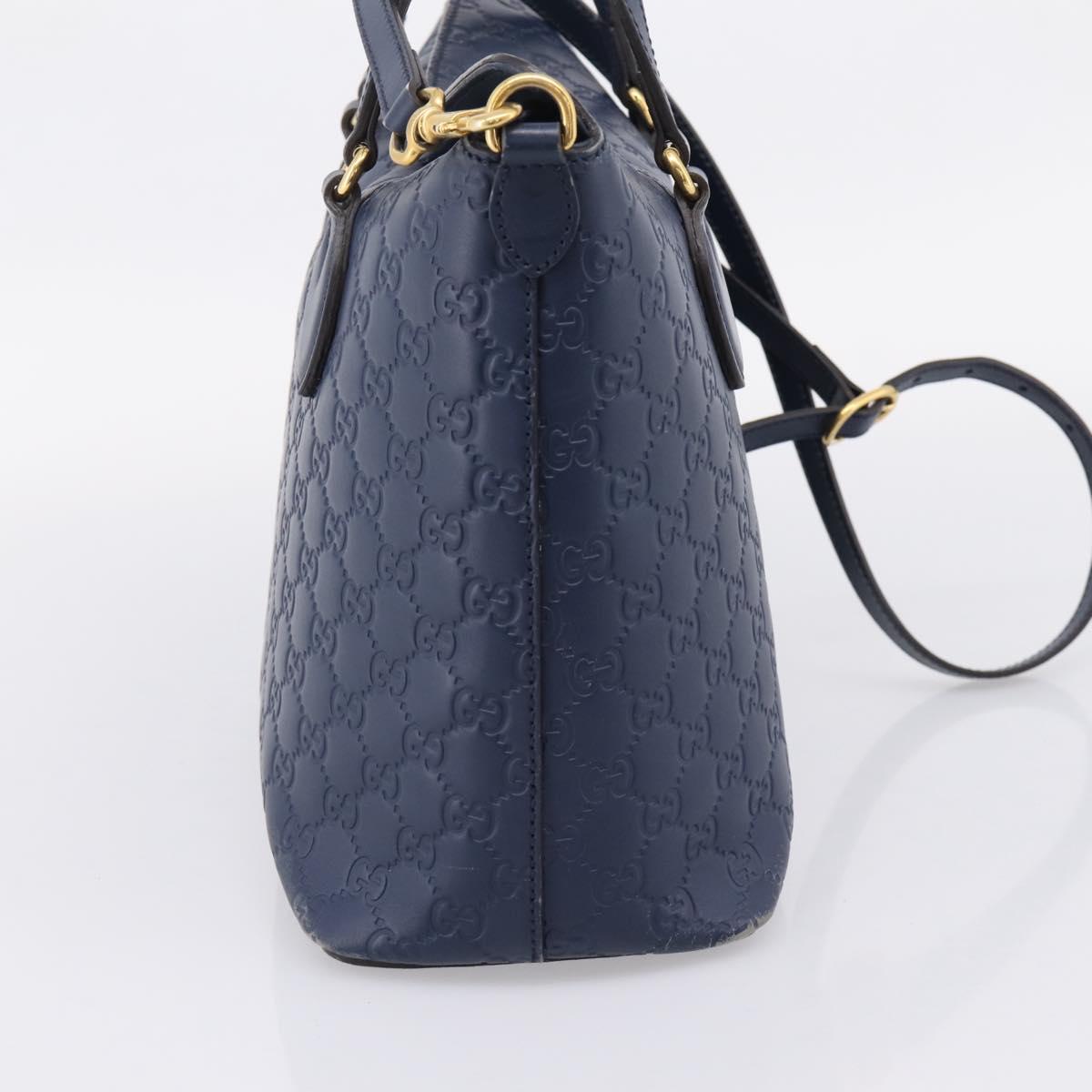 GUCCI GG Canvas Guccissima Hand Bag Leather 2way Blue Gold 428226 Auth ep15971