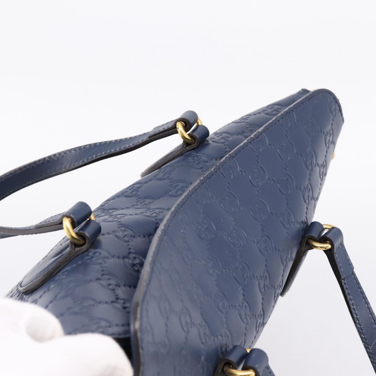GUCCI GG Canvas Guccissima Hand Bag Leather 2way Blue Gold 428226 Auth ep15971