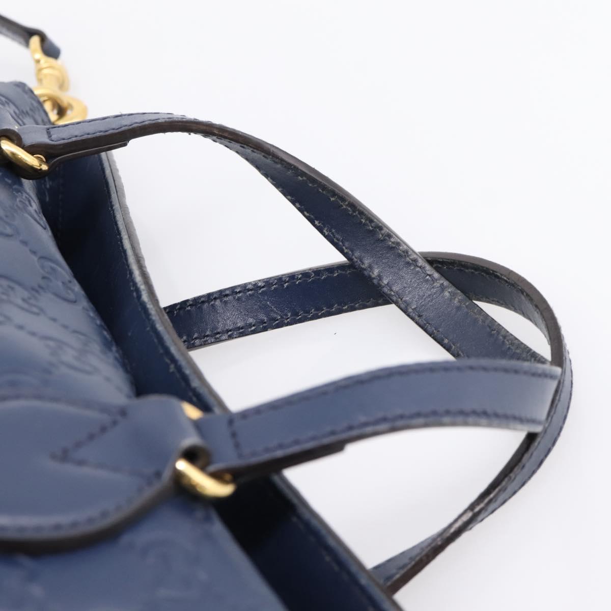 GUCCI GG Canvas Guccissima Hand Bag Leather 2way Blue Gold 428226 Auth ep15971