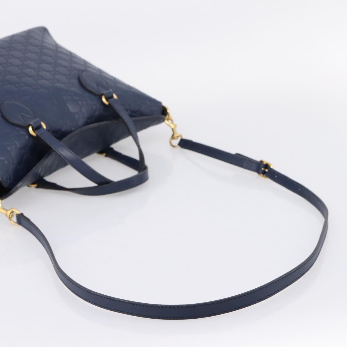 GUCCI GG Canvas Guccissima Hand Bag Leather 2way Blue Gold 428226 Auth ep15971