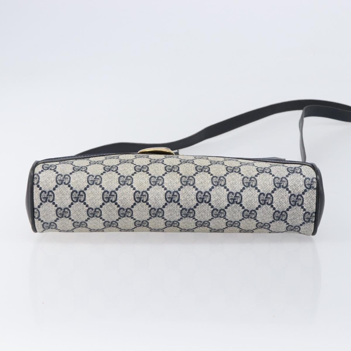 GUCCI GG Supreme Shoulder Bag PVC Navy Gold Auth ep15976