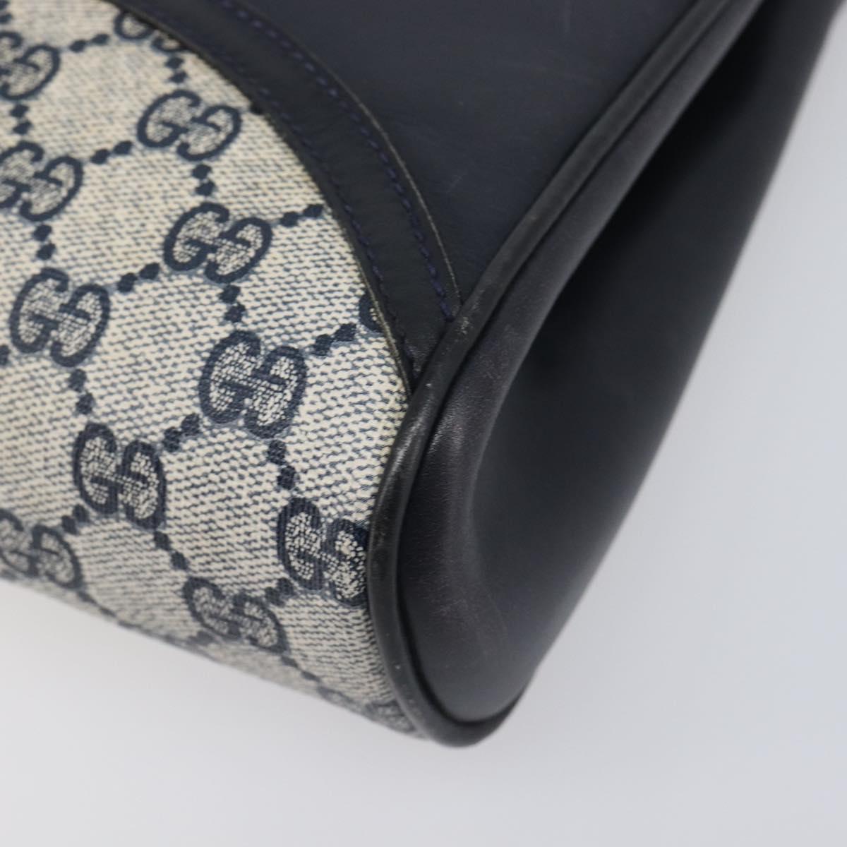 GUCCI GG Supreme Shoulder Bag PVC Navy Gold Auth ep15976