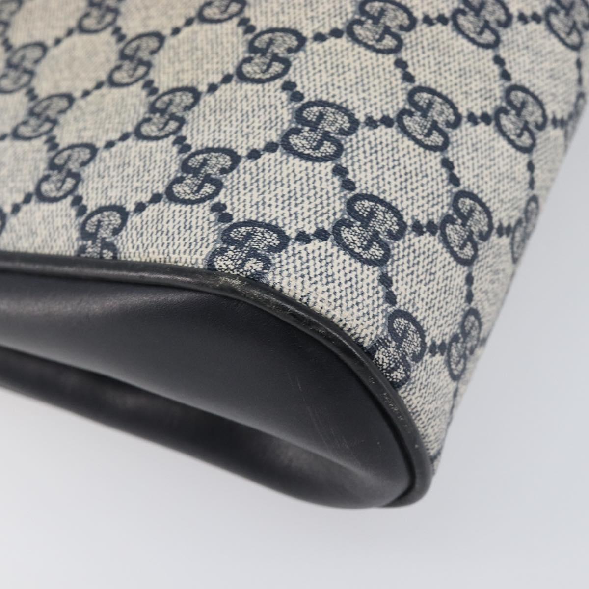 GUCCI GG Supreme Shoulder Bag PVC Navy Gold Auth ep15976
