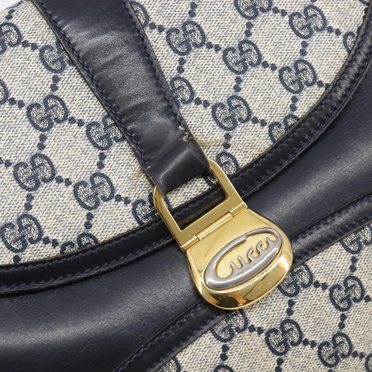 GUCCI GG Supreme Shoulder Bag PVC Navy Gold Auth ep15976