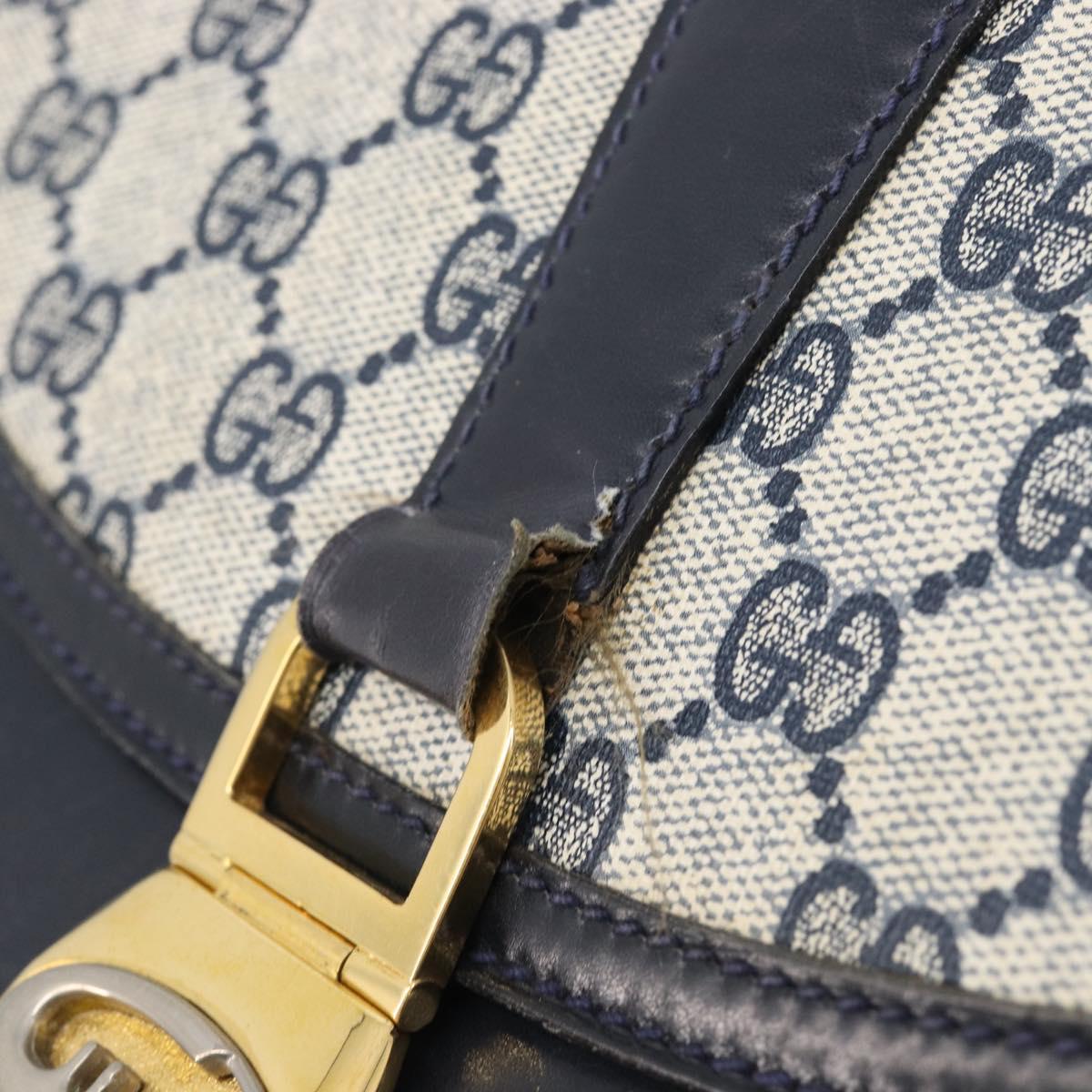 GUCCI GG Supreme Shoulder Bag PVC Navy Gold Auth ep15976